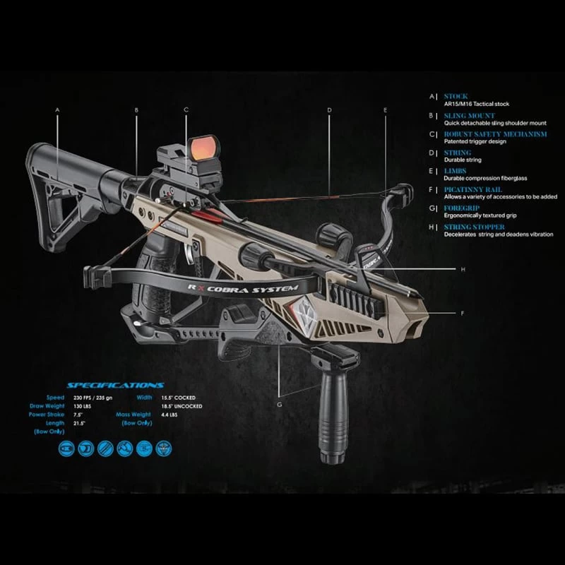 EK Archery Cobra RX Recurve Crossbow 130lb INCLUDES FREE PACK OF 10 BOLTS 5 EK Archery Cobra RX Recurve Crossbow 130lb INCLUDES FREE PACK OF 10 BOLTS - Image 5